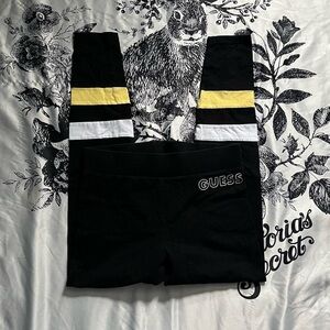 Guess black leggings with yellow and white stripes